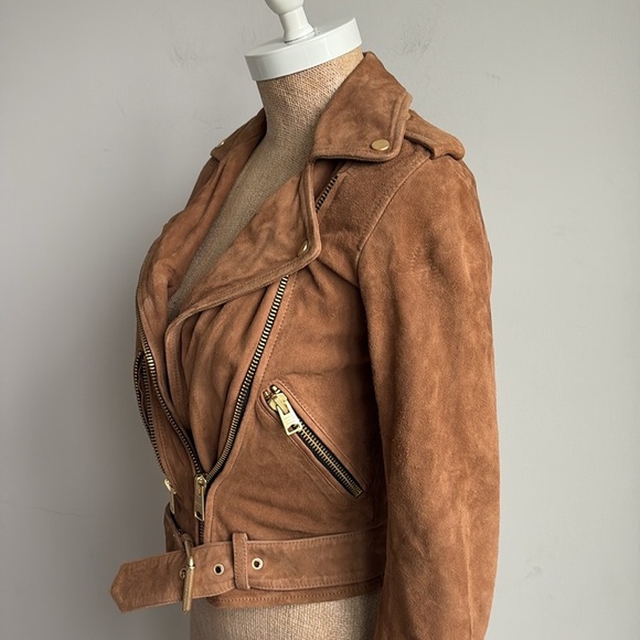 All Saints Suede Balfern Biker Moto Jacket Size 00 - Picture 7 of 13